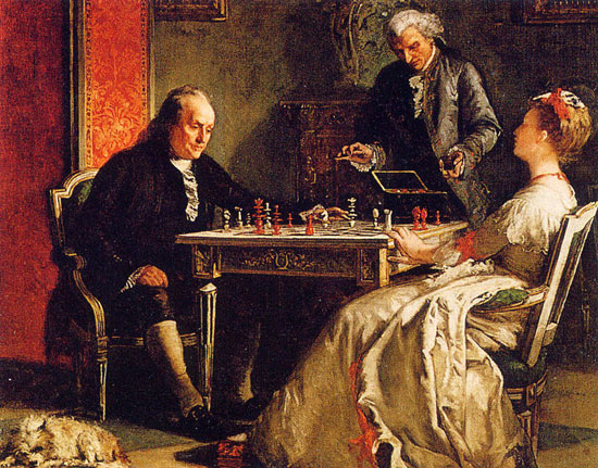 Benjamin Franklin jugando en contra de Lady Howe (1774)