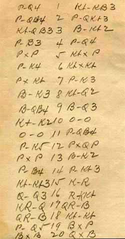 Planilla Jos&eacute; Ra&uacute;l Capablanca vs Tartakower