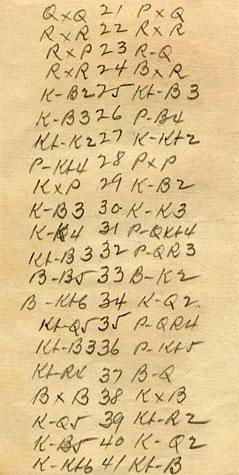 Planilla Jos&eacute; Ra&uacute;l Capablanca vs Tartakower
