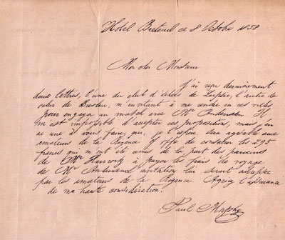 Carta de Paul Morphy