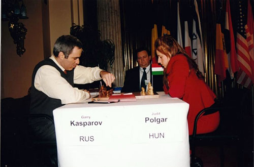 Judit Polgar con Kasparov 