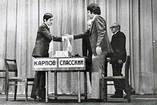 Karpov y Spassky en el match de 1974