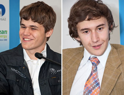 Magnus Carlsen y Sergey Karjakin. Fotos: &copy; Ionut Anisca