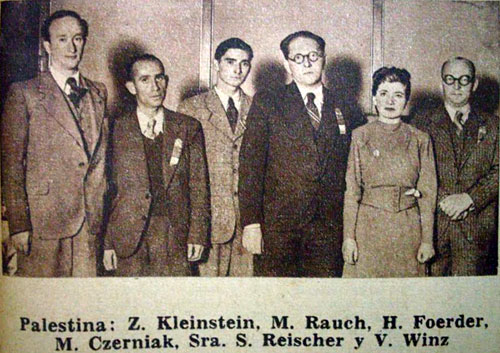Palestina en Buenos Aires 1939 Zelman Kleinstein, Meir Rauch, Heinz Foerder, Moshe Czerniak, Salome Reischer y Viktor Winz