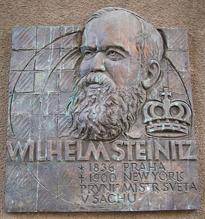 Placa de Wilhelm Steinitz en Praga escultor Vladimír Oppl en 2003