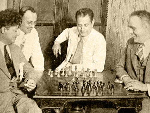 Rafael Blanco, Juan Corzo, Capablanca y Dr. Jose A. Gelabert, La Habana 1928
