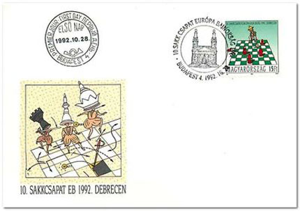 Sobre con sello del 1er día de Debrecen 1992