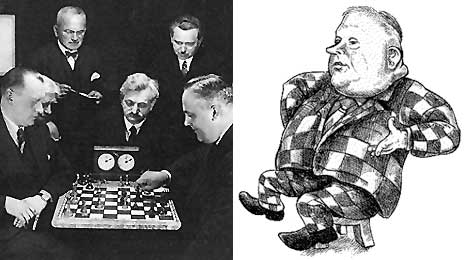 Alekhine, Lasker y Bogoljubov en 1934