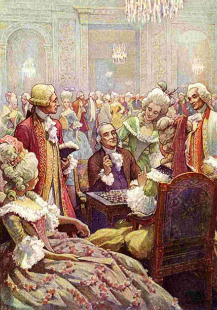 Benjamin Franklin juega con la duquesa de Borbón