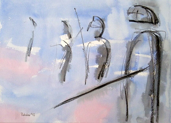 Peones avanzan. Pintura © Elke Rehder Fine Arts