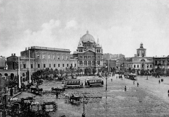El centro de la ciudad de Lodz en el año 1900
