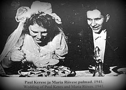 Paul Keres y su esposa en su boda