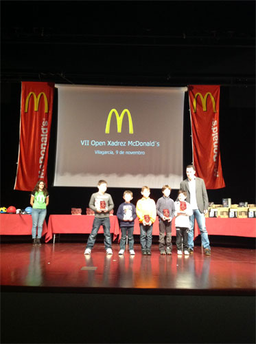 Podio Sub 8 VII Aberto Xadrez McDonalds Vilagarcía