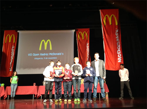 Podio Sub 12 VII Aberto Xadrez McDonalds Vilagarcía