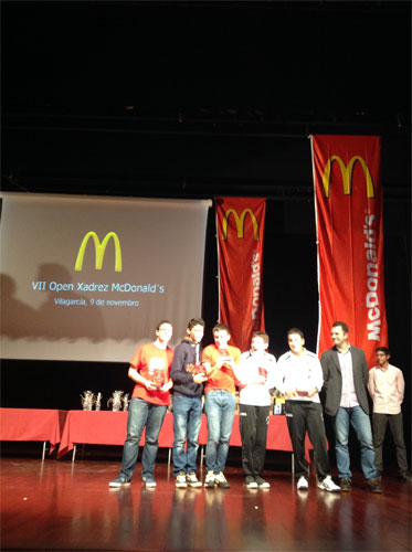 Podio Sub 14 VII Aberto Xadrez McDonalds Vilagarcía