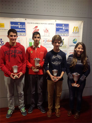 Podio Sub 18. Lucas Abal, Julio Suárez y Luis Segura