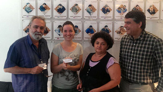 Paco Albalate (Director del Festival), Sabrina Vega (excampeona de España), Sagrario Rodríguez (Árbitro Principal) y Javier Ochoa de Echagüen (presidente de la FEDA)