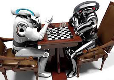 Androides jugando ajedrez