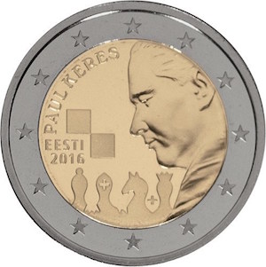 Reverso de la moneda de 2 euros. Paul Keres