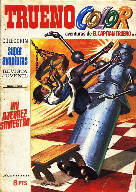 Portada de la aventura Un ajedrez siniestro del Capitán Trueno.