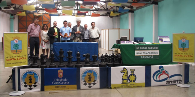Cuadro de honor del VI Open Internacional Pedro Lezcano Montalvo compuesto por Daniel Lariño, Luc Bergez y Dragan Barlov.