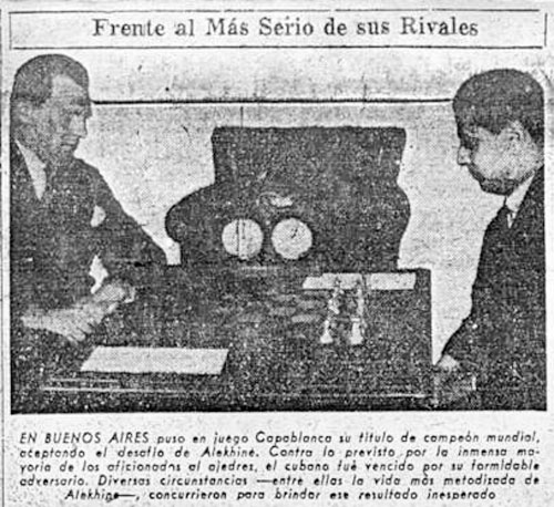 Alekhine y Capablanca, diario Crítica, 9 de marzo de de 1942