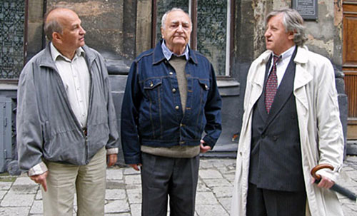 Alexander Beliavsky y Oleg Romanishin con su ex entrenador Viktor Kart en 2009