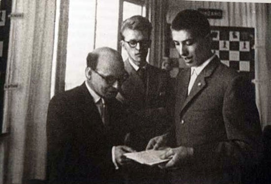 David Bronstein, Fridrik Olafsson y Bobby Fischer en Mar del Plata 1960