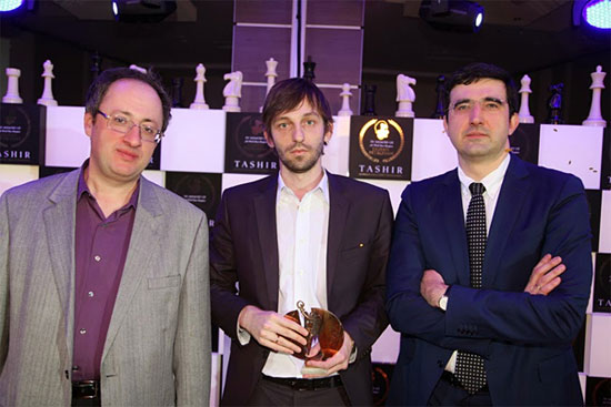 El podio con Gelfand, 3, Grischuk, 1 y Kramnik 2 