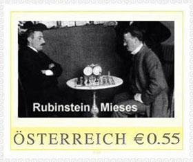 Estampilla austriaca Rubinstein contra Mieses  en 1909