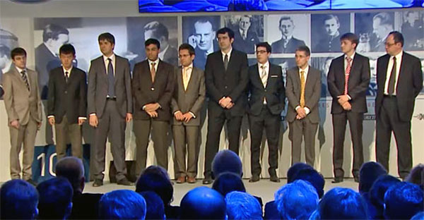 Fressinet, Liren, Svidler, Anand, Aronian, Kramnik, Vachier-Lagrave, Adams, Vitiugov y Gelfand
