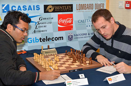 Gibraltar R 7 Ganguly vence a Vallejo y comparte el primer lugar con Ivanchuk 
