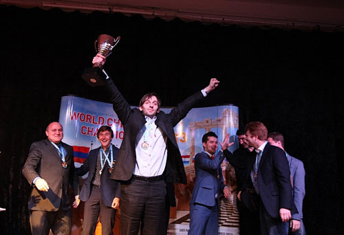 Grischuk celebrando la vctoria rusa