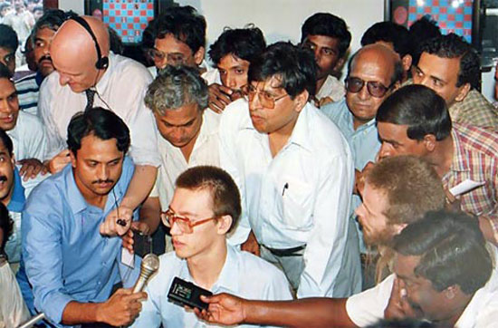 Kamsky en 1994 tras eliminar a Anand en el match de Candidatos