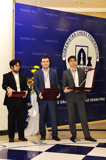 Los escoltas Nakamura y Mamedyarov y el vencedor Andreikin