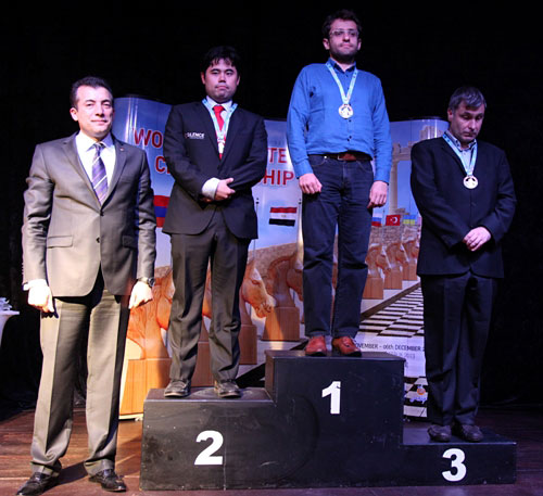 Los mejores en el tablero 1 junto a Askin Keles de la Fed. Turca, Nakamura, Aronian e Ivanchuk 