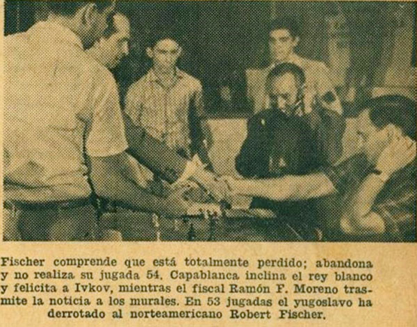 Mem Capablanca 1965 Fischer abandona  contra Ivkov