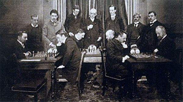 Monte Carlo 1902, Tarrasch, Mason, Wolf, Napier, Marshall, Maroczy, Mortimer, Pillsbury, Gunsberg, Schlechter, Albin, Eisenberg y Von Scheve