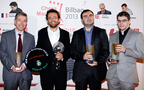 Partticipantes de Bilbao 2013 Adams, Aronian, Mamedyarov y Vachier Lagrave 