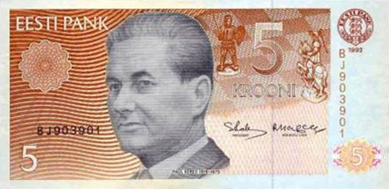 Paul Keres billete de 5 coronas