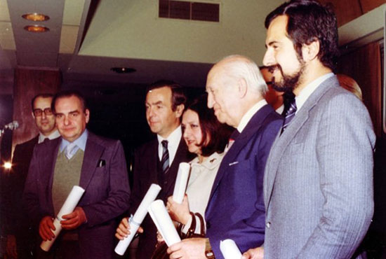 Premios Konex 1980 Argentina Diplomas al Mérito Raúl Sanguineti, Oscar Panno, por Roberto G. Grau, su hija, Miguel Najdorf y Miguel Angel Quinteros.