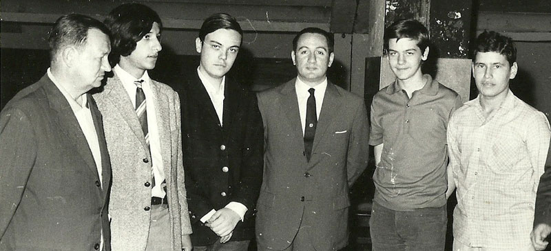 Principios de los años 70, MI Bernardo Wexler, Carradco, Cejas, Ivaldi, Giardelli y Franco en Boca Juniors © Zenón Franco