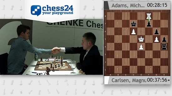 R 2 Adams abandona ante Carlsen 