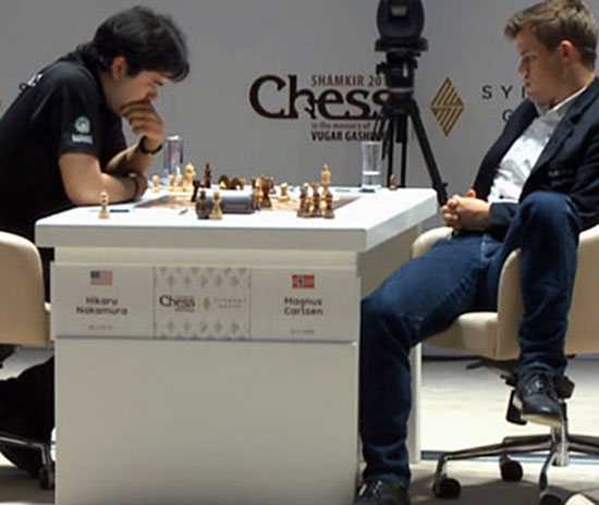 R 2 Carlsen, ante Nakamura, y su pose critcada en las redes sociales
