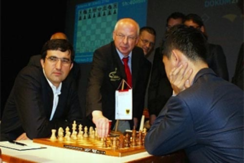 R1 Inauguración de Kramnik vs Hao.  Dortmund 2013 