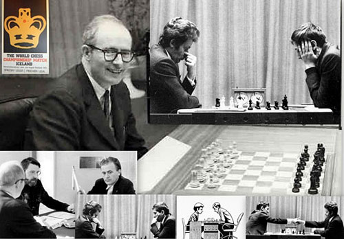 Robert Byrne cubriendo el match Spassky Fischer de 1972